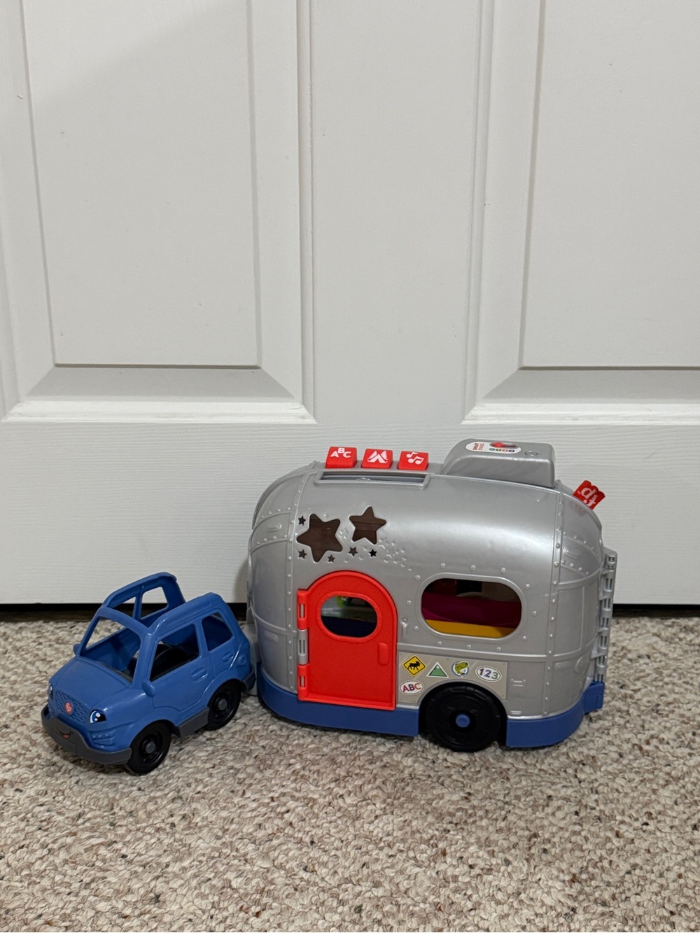 Little people Toy Camper with Removable Blue Car